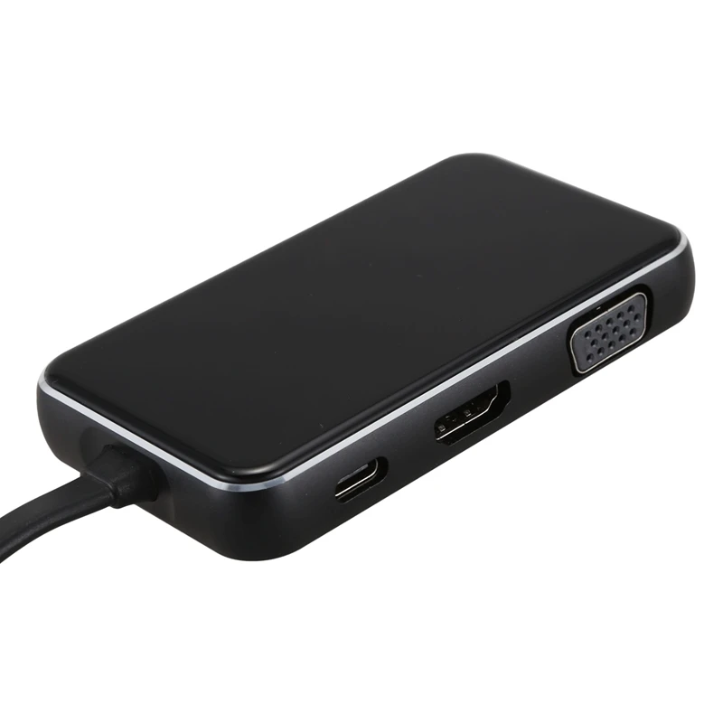 6 в 1 стекло зеркало type-C концентратор USB C адаптер к Hdmi 4 K, зарядка PD порт, 2 USB 3,0 порта, VGA, RJ45 конвертер Gigabit Ethernet