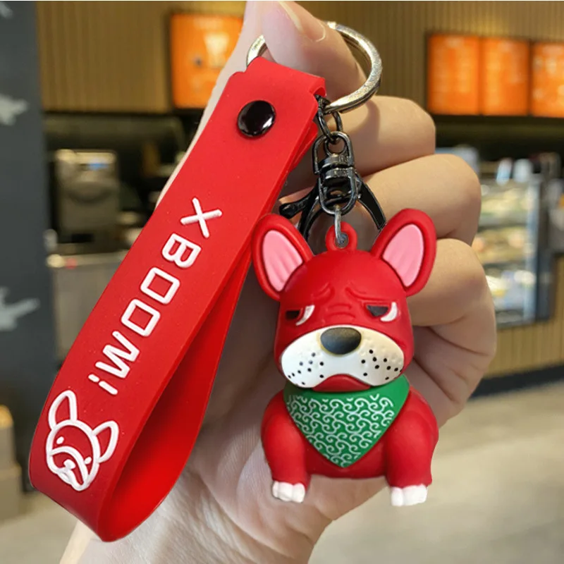Cartoon French Fighting Dog Keychain 