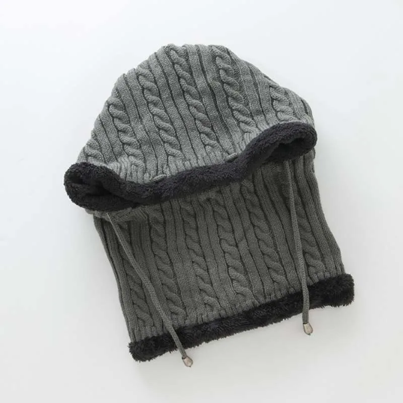 Серый Новая зимняя вязаная шапка бини женский шарф Skullies Beanies Зимние шапки для мужчин и женщин шапки Gorras Bonnet маска брендовые шапки - Цвет: Серый
