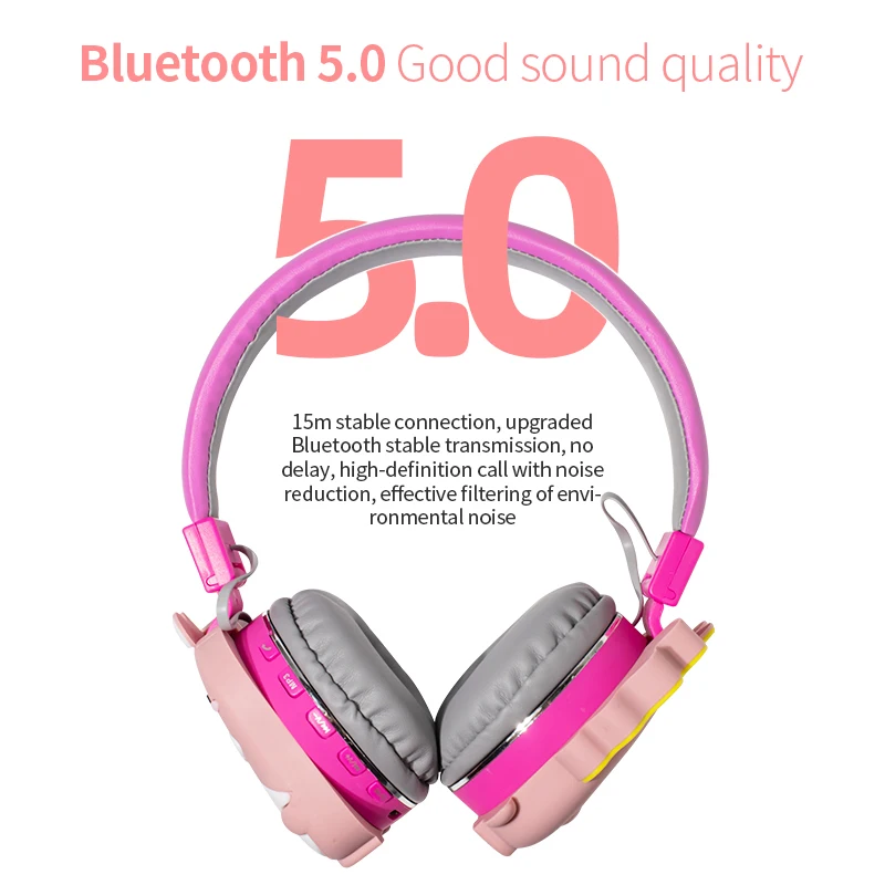 Cute Dinosaur Wireless Bluetooth Headset with Microphone Daugther Music Stereo Headset Computer Mobile Gamer Headset Gift Kids