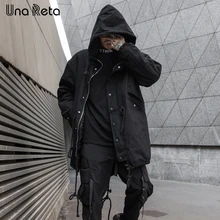 Уна Рета Зимняя парка Мужская Новая черная хип хоп куртка с капюшоном пальто Мужская Повседневная Diablo стиль Свободные теплые куртки Уличная Мужская
