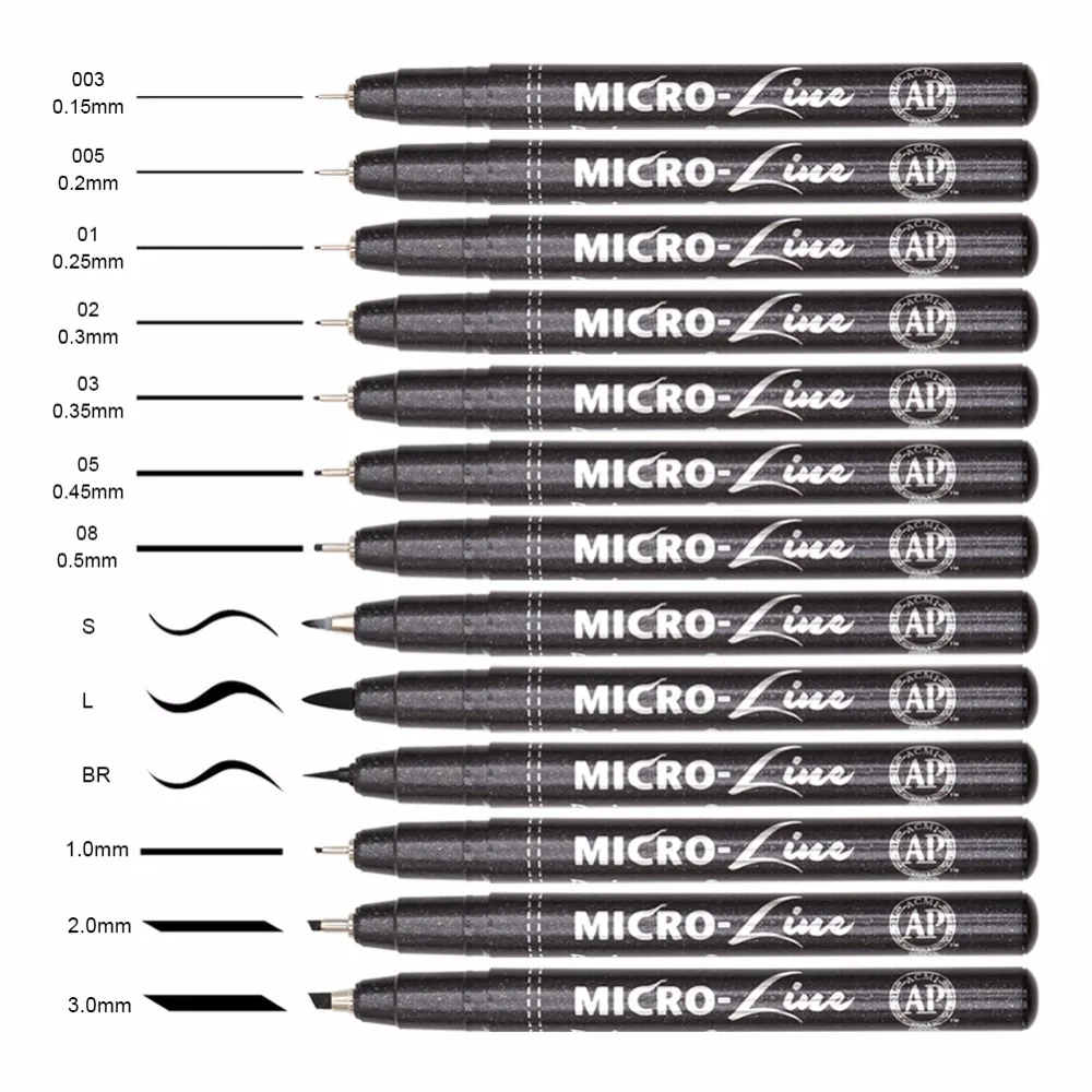 

Premium 13pcs Micron Neelde Drawing Line Pen Hand Lettering Pens Waterproof Pigment Sketch Markers Pen For Design Art Supplies