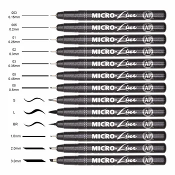 

Premium 13pcs Micron Neelde Drawing Line Pen Hand Lettering Pens Waterproof Pigment Sketch Markers Pen For Design Art Supplies