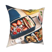 

Fun food Bento decoration pillow case simple style 3D printing pillow case 45cm linen pillow case sofa decoration
