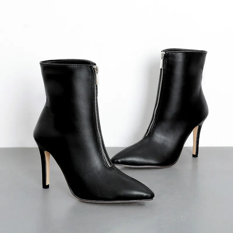 

PU Leather Ankle Boots High Heels Party Footwear Winter Women Boots oop