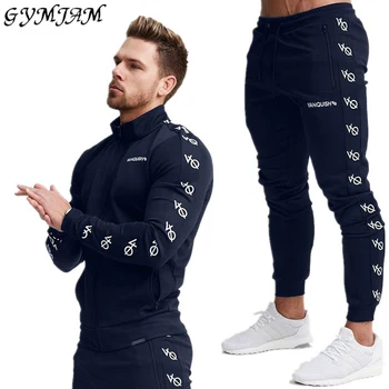 

Cotton men's sportswear casual outdoor streetwear men's clothing jogger fashion fitness jacket trousers