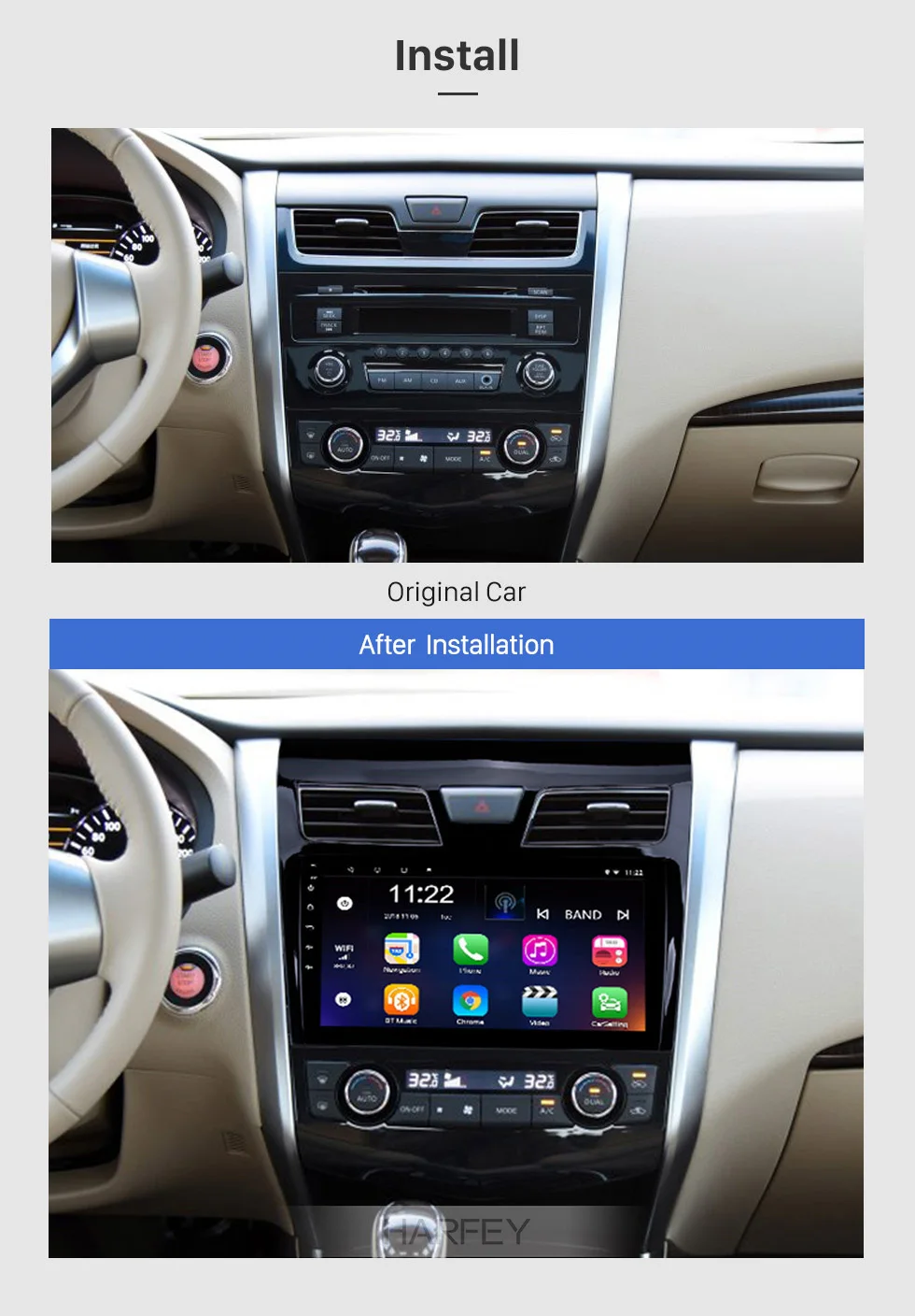 Clearance Harfey Android 9.0 Car Radio For 2013 2014 -2017 Nissan TEANA 9 Inch 2Din Wifi GPS Multimedia Player Support SWC DVR Mirror Link 1