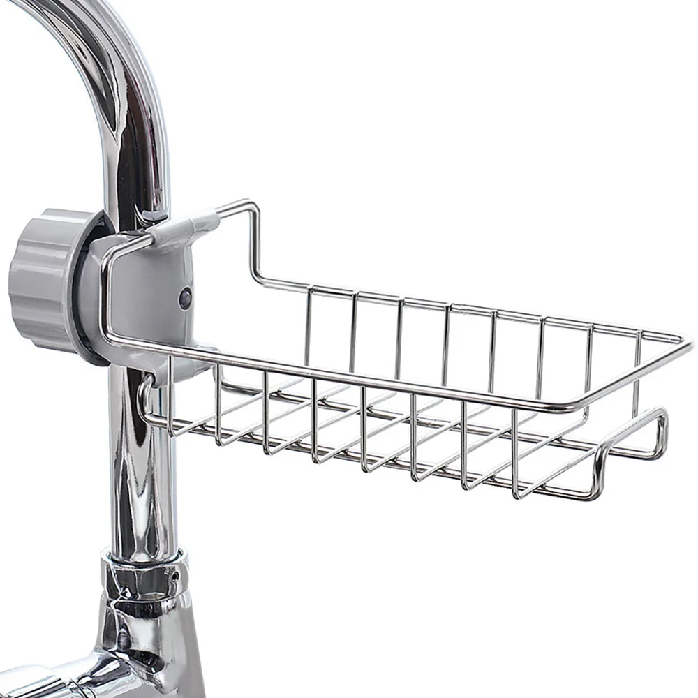 

Stainless Steel Sink Faucet Hanging Storage Rack Storage Holder Sponge Bathroom Kitchen Shelf Drain Dry Towel Organizer
