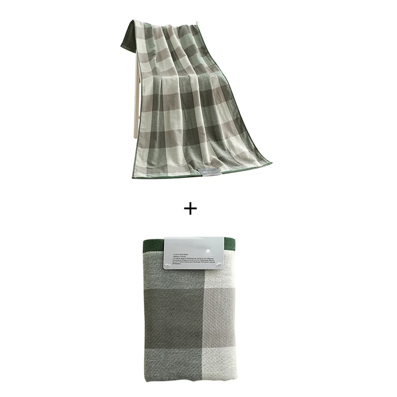 Bath towel and towel Хлопковое банное полотенце в клетку для взрослых, быстросохнущее мягкое толстое высокоабсорбирующее антибактериальное большое полотенце для мужчин и женщин, набор 70x140 см - Цвет: Bath towel and towel