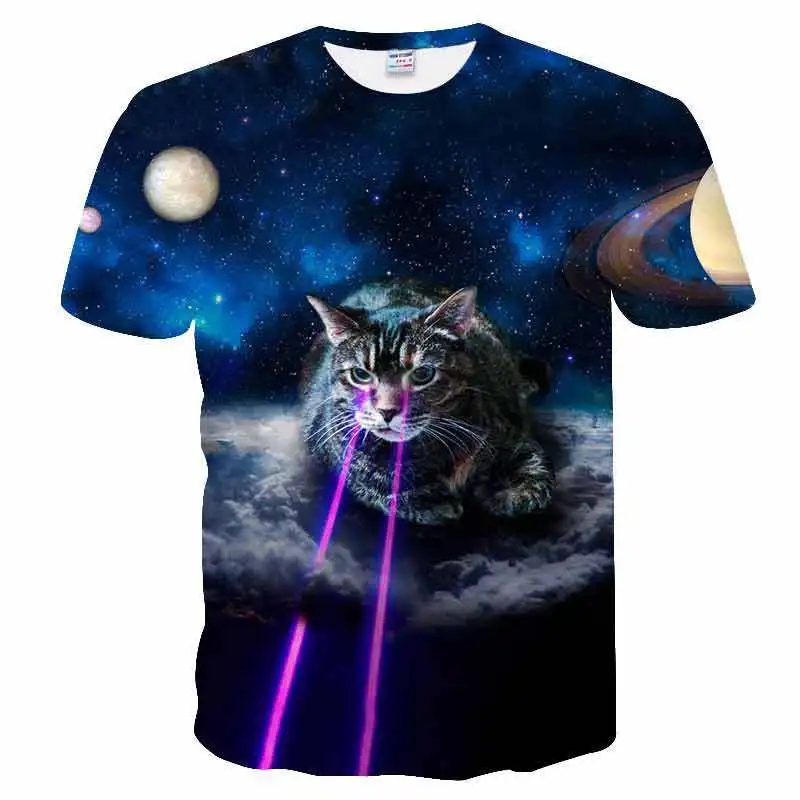 Новая футболка Blcak Cat 3D для женщин и мужчин, межзвездное пространство, унисекс, футболки для девочек, топы, летняя модная женская футболка, Прямая поставка