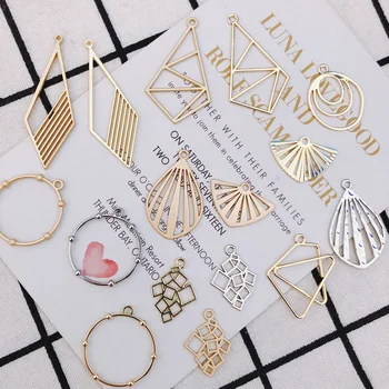 

8 pieces Color-Fixing Alloy Sub-Gold Accessories Geometric Rhombus Accessories Round Scallop Jewelry Drop Earrings