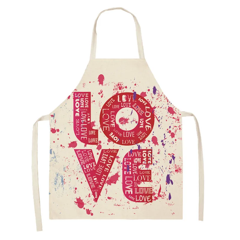 

Kids Apron Love Heart Kitchen Aprons Women Cotton Linen Bibs Restaurant Household Cleaning Pinafore Home Cooking Apron 66x47cm