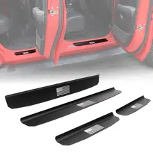 Peitoril da porta placa de chinelo guarda capa anti risco scuff entrada pedal adesivo guarnição proteger para wrangler jl 4 door 2018 2019(China)