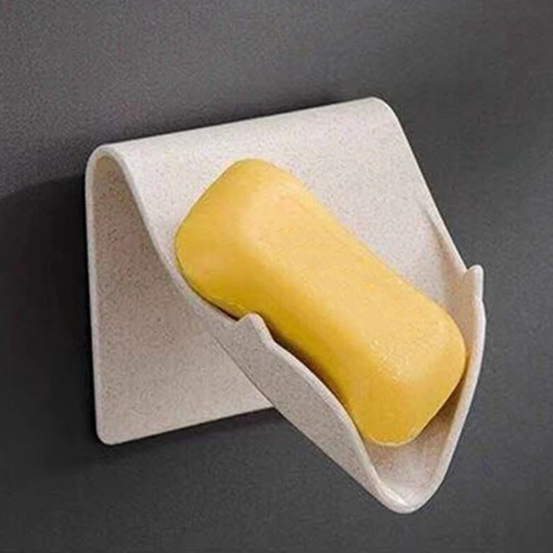 Wall Mounted Self Adhesive Soap Dishes Soap Sponge Dish Environmental Protection Materials Rack Shelf Drain Bathroom Soap Holder