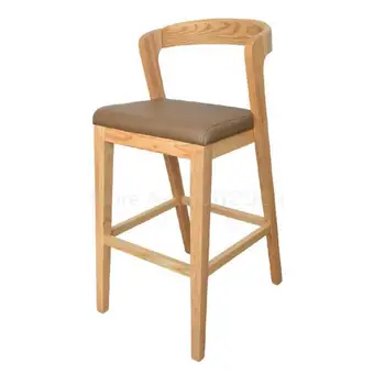 

The Nordic Chair Contemporary And Contracted Bar Chair Stool Cafe Creative: Tall Foot Stool High Solid Wood Chair