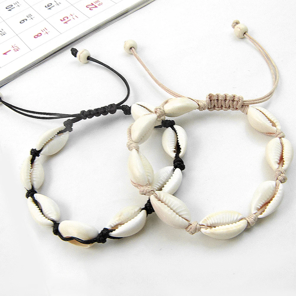 

Unisex Natural Seashell Hand Knit Bracelet Shell Scallop Handmade Bracelets Women Accessories Beaded Strand Bracelet Pure Life