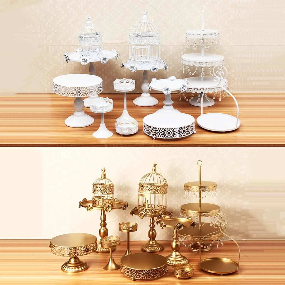 

12pcs Metal White Wedding Crystal Set 3 Tier Cupcake Cake Stand Gold Birthday Cake Stand Decoration Table Cupcake Stand Tool