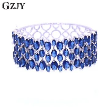

GZJY Fashion Charm 11 Colors Zircon Bracelets Vintage Jewelry White Gold Color Cuff Bracelet Bangle For Women Party Gift bijoux