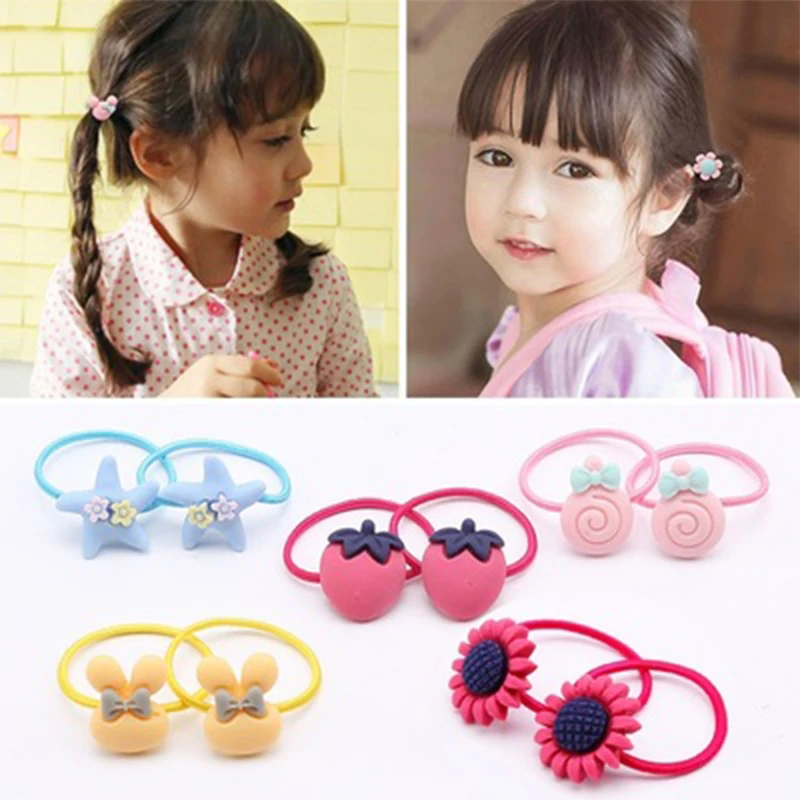 

6Pcs/Set Cartoon Baby Hairband For Girls Candy Colors Flower Rabbit Ears Baby Headbands Bow Headwear Hair Rope Hair Accessories