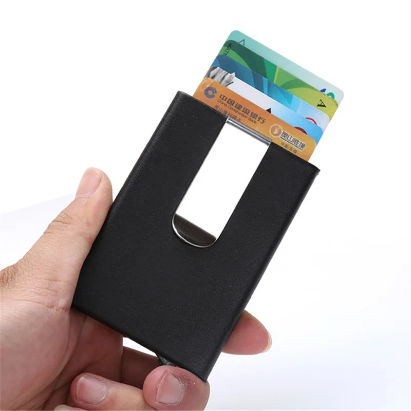 RFID визитница кошельки для кошелек для мужчин мужской небольшой кожаный бумажник маленький тонкий кожаный Смарт Тонкий из нержавеющей стали кошельки Кошелек
