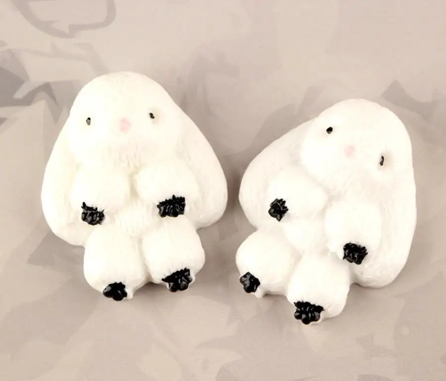 Шоколад Смола kawaii мультфильм кролик, заяц плоская спина, Кабошон Художественное украшение поделка-Шарм DIY Аксессуары 26x32 мм - Цвет: Шоколад