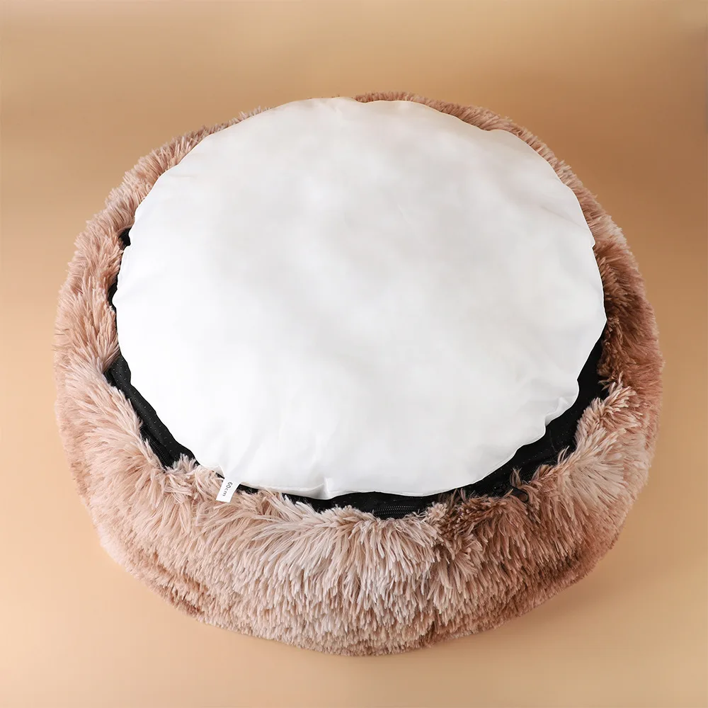 Removable Donut Dog Bed Plush Pet Kennel Round Cat Bed Winter Warm Sleeping Beds Lounger House for Medium Large Dogs Washable