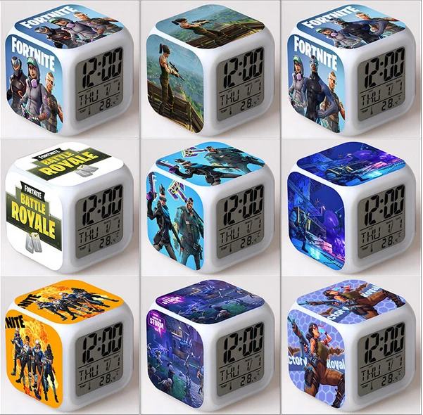 Game Fortnite Alarm Clock Kids Wake Up Light Digital Alarm Clock Child Toy LED Fortress Clock Color Changing Table Reveil Wekker afbeelding