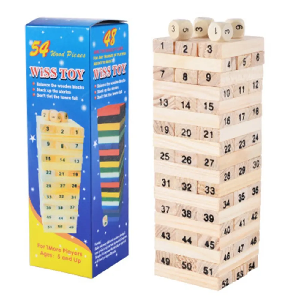 54 шт. оригинальных деревянных цифровых детских слойных блоков для обучения укладке высоких стеков