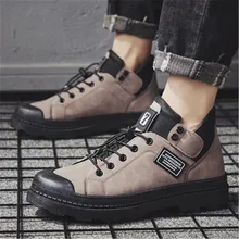 Мужские Ботильоны из натуральной кожи; сезон осень-зима; британский стиль; высокое качество; мужские повседневные мотоботы; уличные кроссовки на платформе