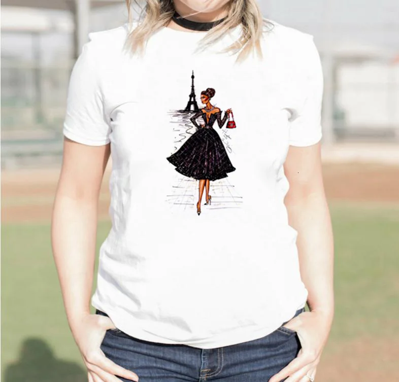 

2019 Trendsetter Paris Iron Tower Printing Leisure Time tshirt for women off white tee shirt home Streetwaear T-Shirt