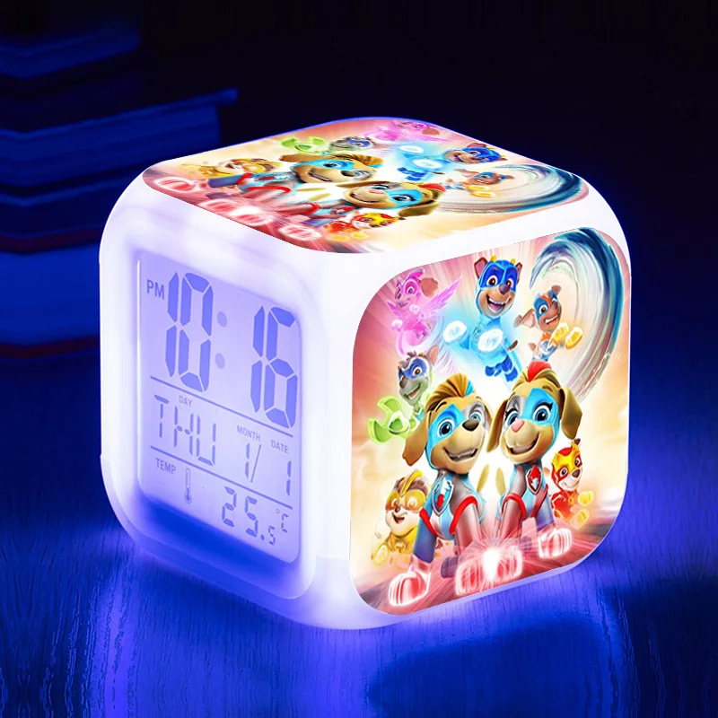 Paw Patrol светодиодный аниме Рисунок мультфильм будильник Patrulla Canina Ryder фигурки детский будильник подарки на день рождения 7D08