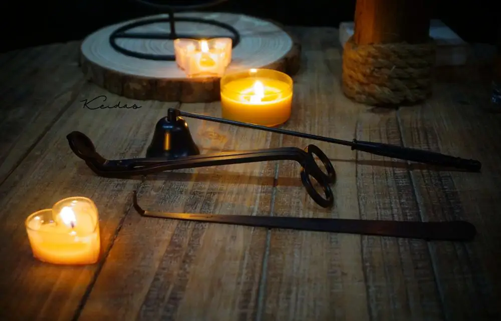 Черный Candle Tools Wick Snuffer/ Trimmer/Dipper Candle Scissors Three-Pieces(5 COLORS - Цвет: Черный