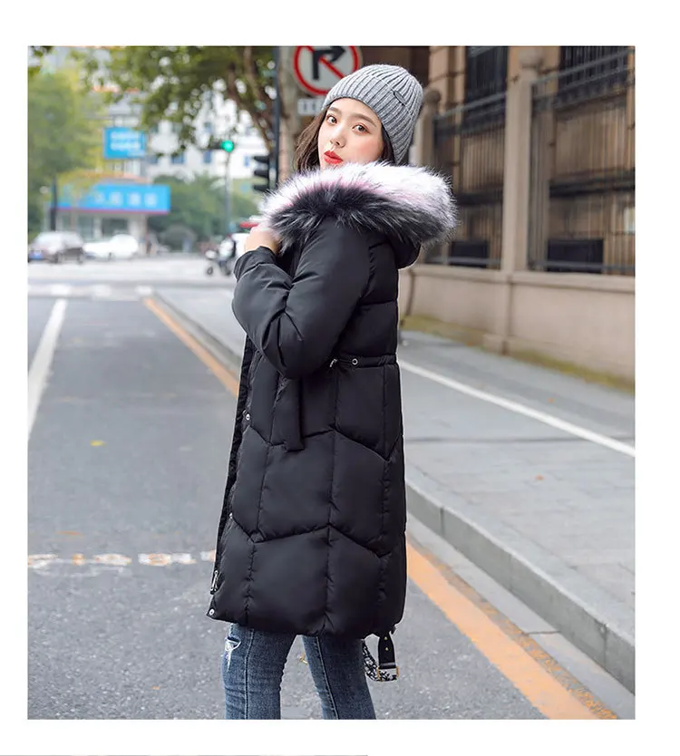 Abrigos Mujer Invierno женское пальто с капюшоном средней длины пальто парка Меховая зимняя куртка женская зимняя Толстая куртка женская