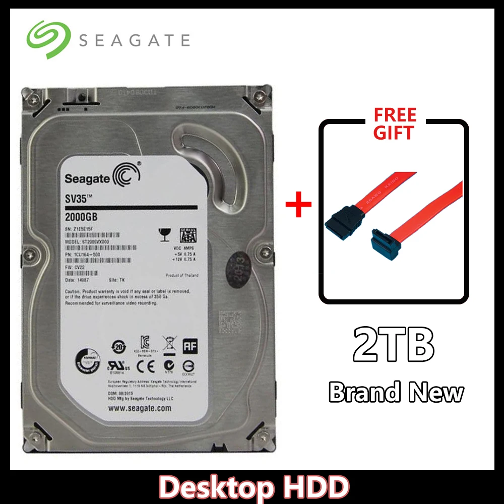 

Seagate Brand 2000GB HDD Desktop PC 3.5" Internal Mechanical Hard disk SATA3 6Gb/s HDD 2TB 5900/7200 RPM 64 MB Buffer