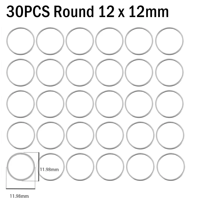 30 шт. геометрический Нержавеющая Сталь Серебряный круглый кулон лоток ободок золотые серьги кольца для DIY серьги ювелирные аксессуары фурнитура - Окраска металла: round S 30pcs
