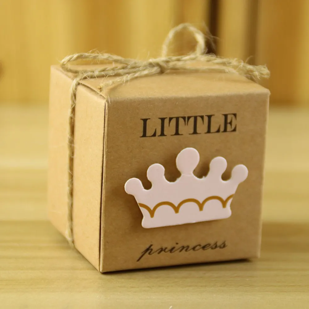 50 шт./лот Baby Shower новорожденных детская Леденцовая коробка Маленький принц маленькая принцесса Корона конфеты коробки милые Babyshower подарочные коробки для вечеринок