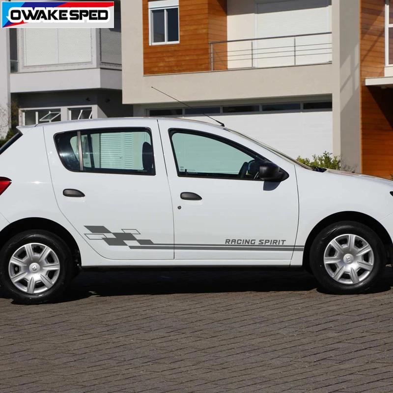 Для Renault Sandero Twingo Racing Spirit виниловая наклейка на дверь автомобиля боковая юбка полоса авто аксессуары для тела наклейки спортивный стиль