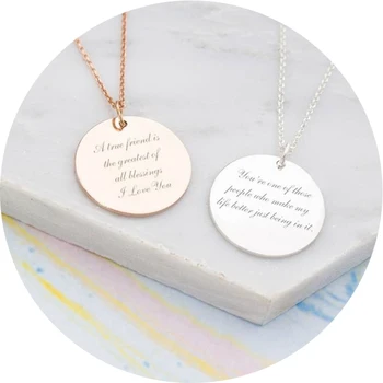 

Personalized Message Necklace Stainless Steel Initial Birthstone Disc Pendant Necklace Women Dainty Jewelry Mother's Day Gift