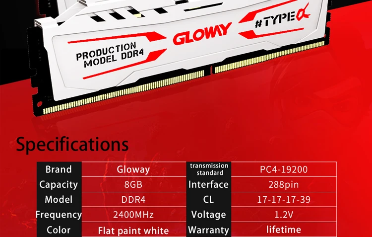 1.2v da memória de gloway garantia vitalícia memória ram ddr4