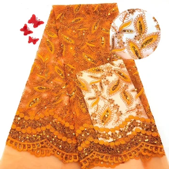 

African lace fabric 2019 embroidery Nigeria sequined lace fabric high quality French tulle lace fabric for women G0056