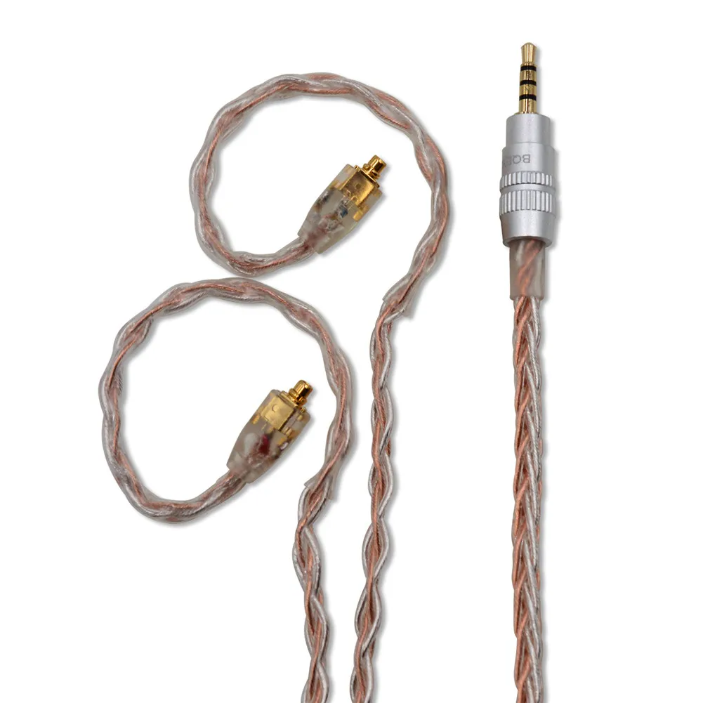 BQEYZ кабель 8 Core один Кристалл Медь посеребренный Плетеный 0,78 мм MMCX HiFi наушники для меломанов кабель для BQ3 KC2 K2 KB1 K1 - Цвет: 2.5mm mmcx