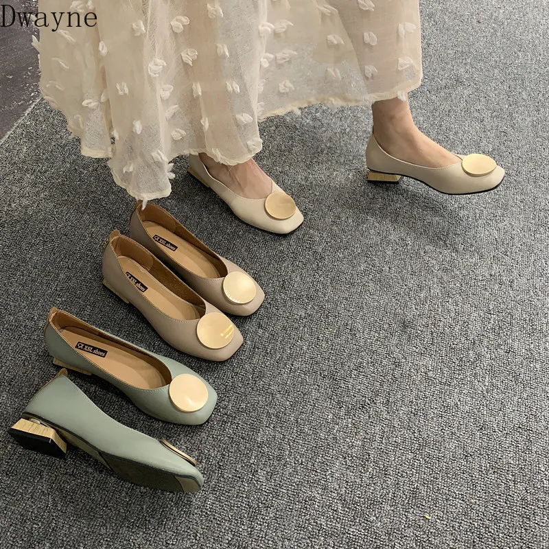 

Retro single shoes low heel peas shoes 2019 spring OL square head round head Korean version of shallow mouth women's shoes