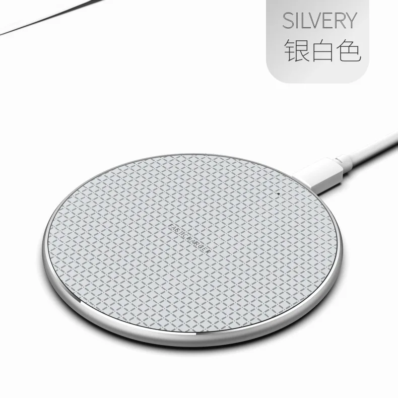 silver 10 Вт быстрая Беспроводная зарядка для iPhone 11 8 X XR XS Max металлическая Быстрая Зарядка Qi зарядное устройство для samsung NOTE10 S8 S9 S10 Plus - Тип штекера: silver