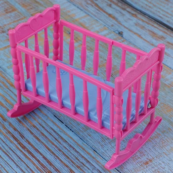

Mini Dolls House Kids Toy Cute Doll Furniture for Rocking Cradle Bed for Doll Accessories Toys For Children 12.5*9*10.5cm