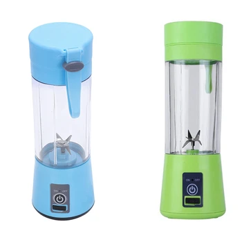 

2 Pcs 380Ml Usb Rechargeable Blender Mixer 6 Blades Juicer Bottle Cup Juice Citrus Lemon Vegetables Fruit Smoothie Squeezers Rea