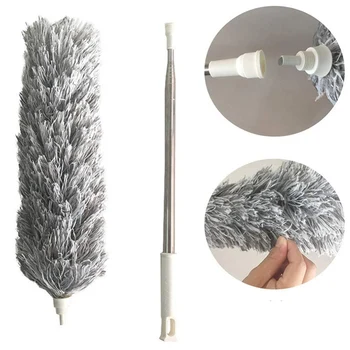 

2.8m Household Cleaning Tools Dust Cleaner Extendable Stainless Steel Pole Washable Hand Duster Ceiling Window Furniture Duster