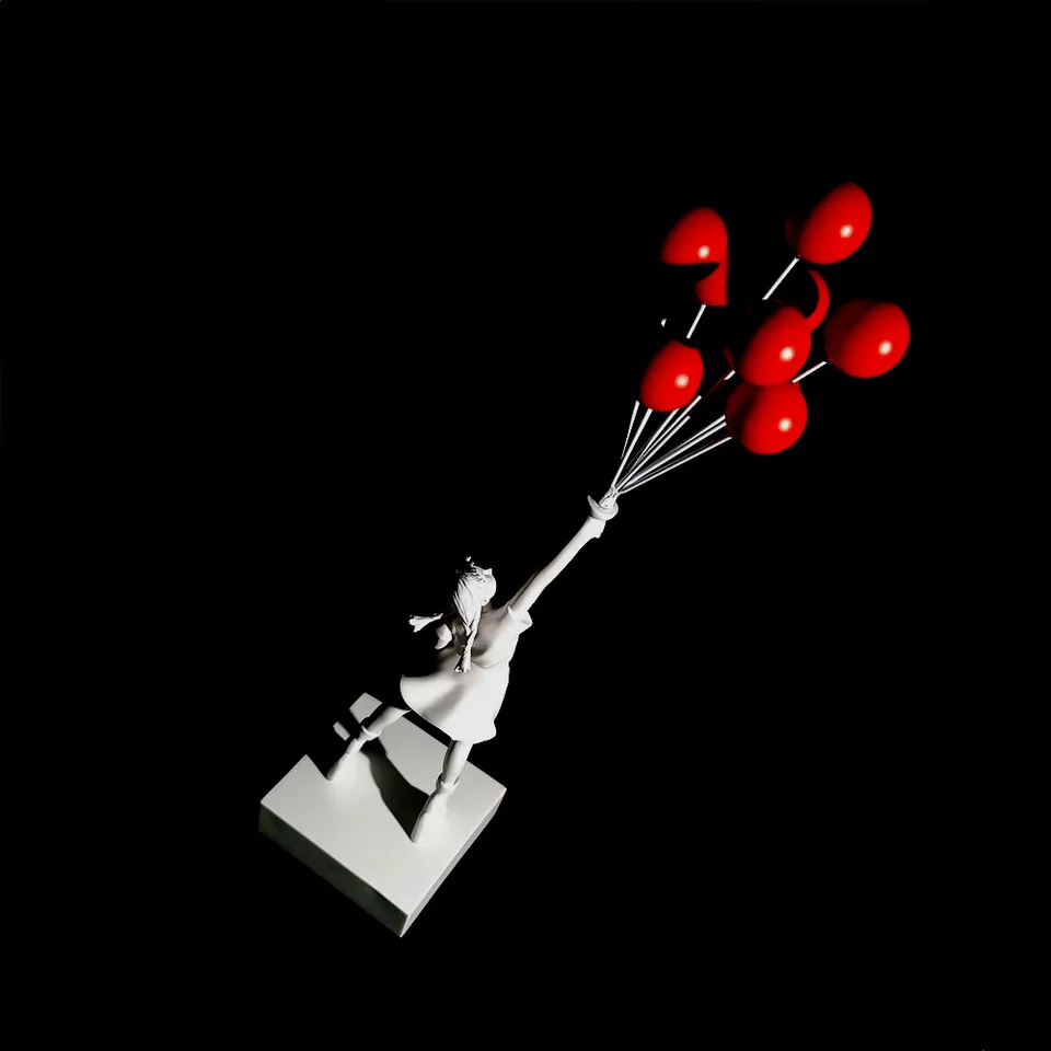 Modern Art Flying Balloons Girl, Banksy Balloon Girl Statues