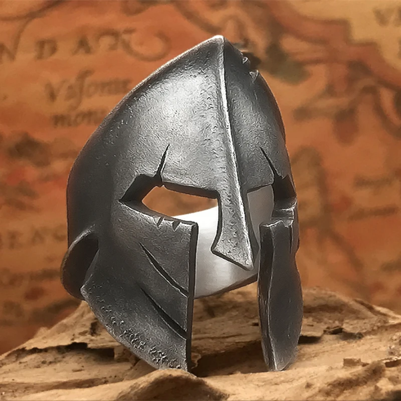 EYHIMD Прохладный классический Спарта кольцо «шлем» для мужчин простой нержавеющая сталь кольцо воинов Байкер ювелирные изделия подарок для Него