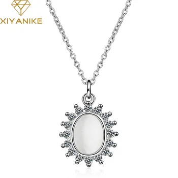 

XIYANIKE 925 Sterling Silver New Fashion Simple Flower Crystal Necklace For Women Couple Party Anniversary Charming Jewelry Gift