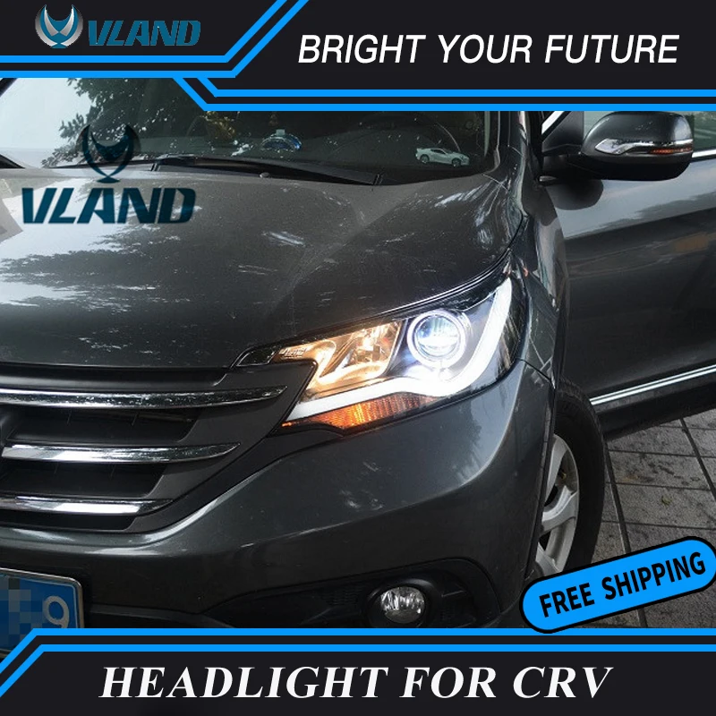 Светодиодный головной фонарь для Honda CRV светодиодный головной свет ангельские глазки ксеноновая фара в сборе желтый указатель поворота светодиодный DRL Объектив